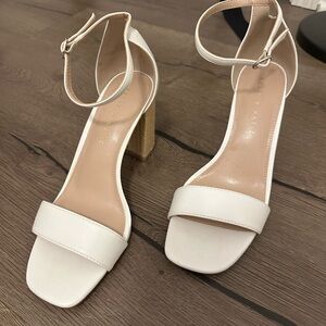 Kelly & Katie White Block Heel Sandals